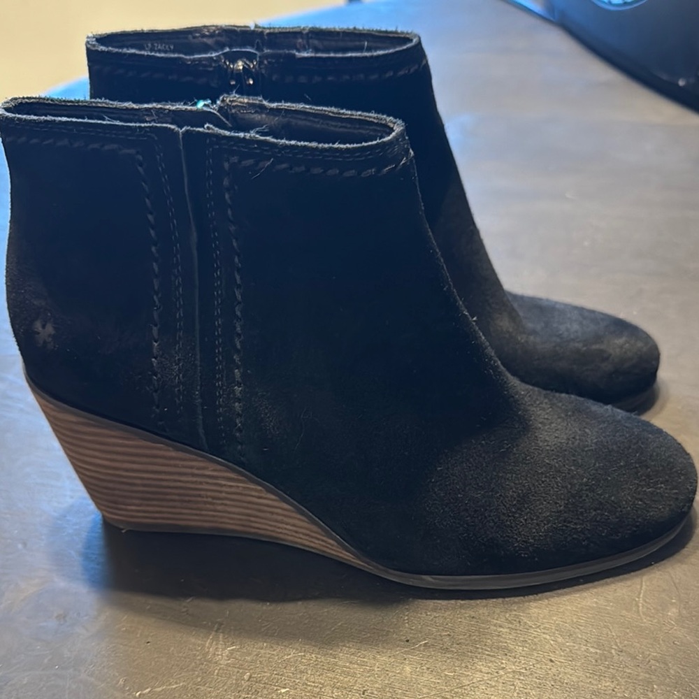 Lucky Brand Black Ankle Booties with Wedge Heel